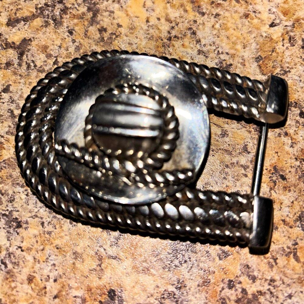 Vintage RARE Heavy 925 Sterling Silver Cowboy Hat Belt Buckle Signed PA 123.8g
